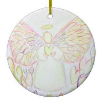 Guardian Angel of Hearts Holiday Pendant Ornament
