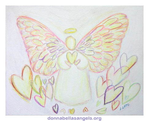 Angel of Hearts Art Watercolor Painting