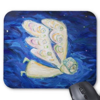 White Guardian Angel with Sleeping Baby Mousepad