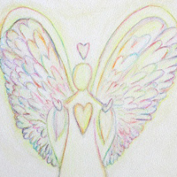 Rainbow Hearts Angel Art Painting