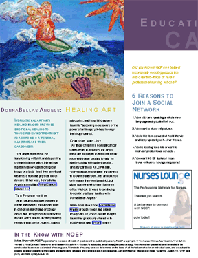 Nurse Oncology Education Program Winter Newsletter with DonnaBellas Angels article