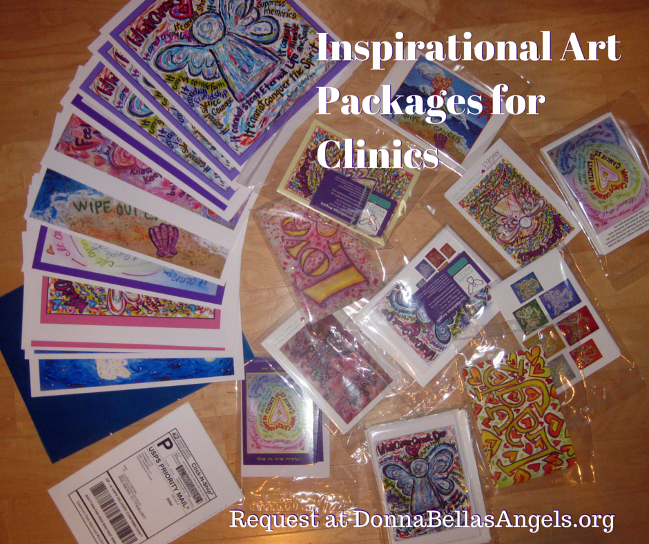 DonnaBellas Angels inspirational art package of postcards and prints for medical clinics