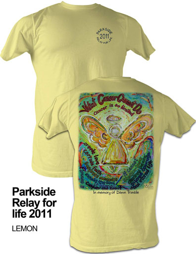 Parkside Elementary Rainbow Cancer Angel Relay for Life Shirt Fundraiser Mock-up