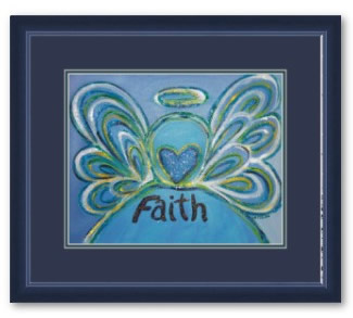 Faith Angel Art Framed Poster Print Blue