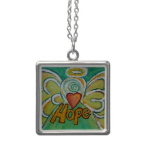 Hope Angel Silver Necklace Square