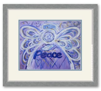 Peace Angel Art Framed Poster Print Silver
