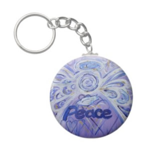 Peace Angel Word Keychain Round