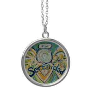 Serenidad Angel Silver Necklace Round