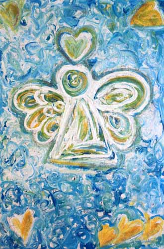 Golden Blue Angel Painting
