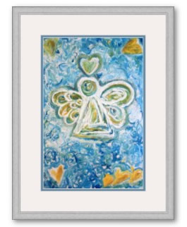 Golden Blue Angel Framed Art Poster Print