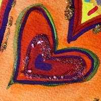 Happy Heart Watercolor Glitter Painting