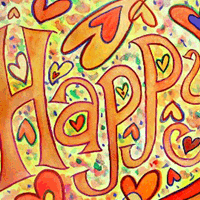 Inspirational Word Painting Happy