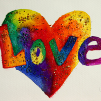Love Rainbow Heart Glitter Painting