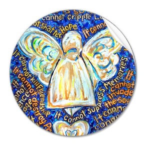 What Cancer Cannot Do Blue & Gold Angel Round Sticker 