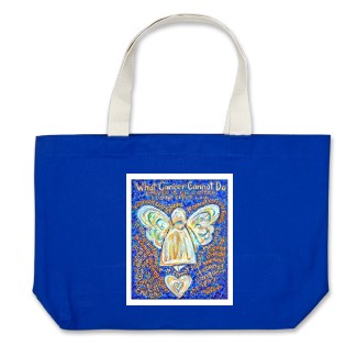 Blue and Gold What Cancer Cannot Do Angel Tote Bag