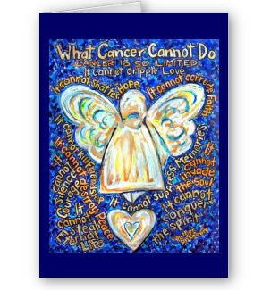 What Cancer Cannot Do Blue and Gold Angel Greeting or Note Cards