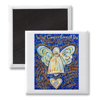What Cancer Cannot Do Magnet with Blue and Gold Angel