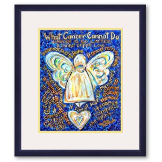 What Cancer Cannot Do Blue and Gold Angel Framed Art Print