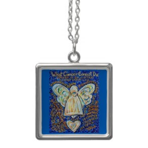 Blue and Gold Cancer Cannot Do Angel Necklace Pendant Jewelry