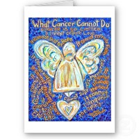 Blue and Gold Cancer Angel Greeting Card