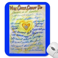 Blue and Gold Cancer Text Mousepad