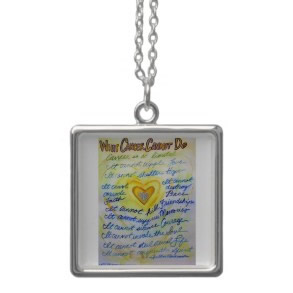 Blue and Gold Angel Heart Silver Necklace (Square)