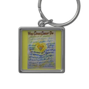 Blue and Gold Cancer Cannot Heart Keychain