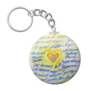 Blue and Gold Cancer Cannot Heart Keychain