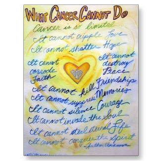 Blue and Gold What Cancer Cannot Do Postcards postcard