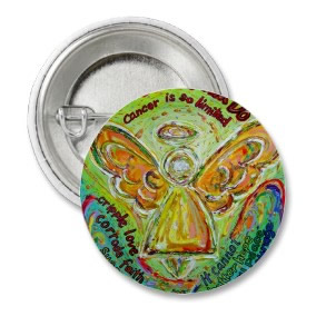 Rainbow Cancer Angel Painting Pins or Buttons