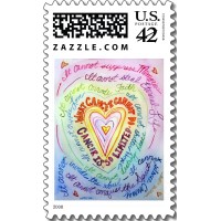 Rainbow Cancer Heart Postage Stamp