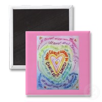 Rainbow Cancer Heart Magnet (Pink)