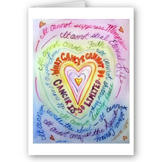Rainbow Cancer Cannot Do Heart Greeting or Note Card