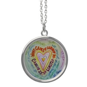 Rainbow Cancer Heart Silver Necklace (Round)