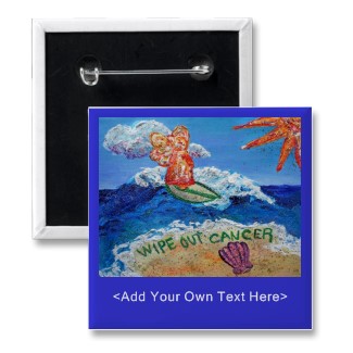 Wipe Out Cancer Angel Button Custom Text Message