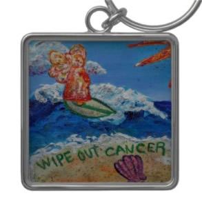 Wipe Out Cancer Angel Key Chain Square