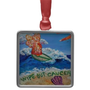 Wipe Out Cancer Surfing Angel Ornament
