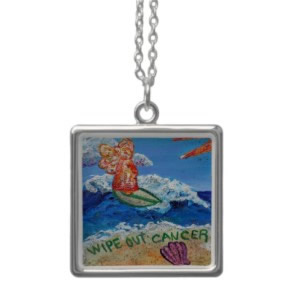 Wipe Out Cancer Angel Silver Necklace Square