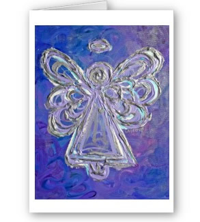 Purple Angel Greeting Cards or Notecard