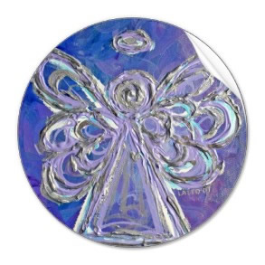 Purple Silver Lavendar Angel Wings Stickers