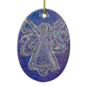 Purple Silver Angels Ornaments