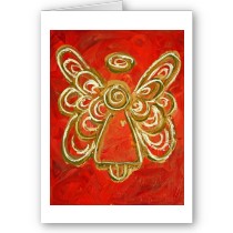 Red Angel Greeting Card card