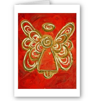 Red Angel Wings Greeting Card or Note Cards