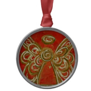 Red Angel Ornament Round