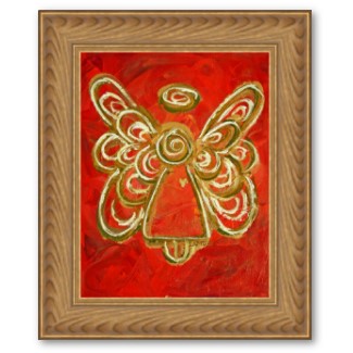 Red Angel Gold Framed Art Poster Print