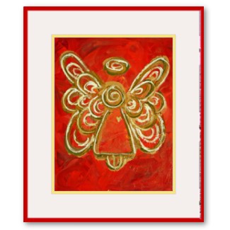 Red Angel Wings Artwork Framed Print with Mat