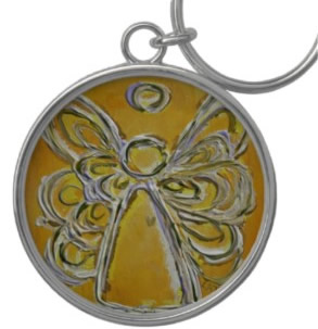Yellow Angel Keychain Round Large
