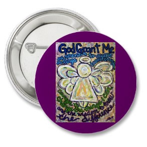 Serenity Prayer Angel Art Painting Button button