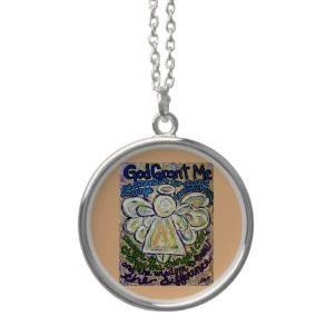 Serenity Prayer Angel Art Silver Necklace Pendant necklace