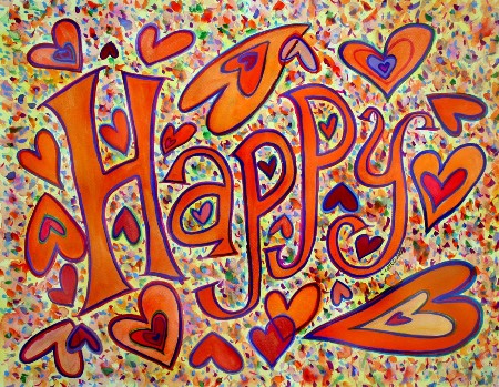 Happy Inspirational Word Art Painting